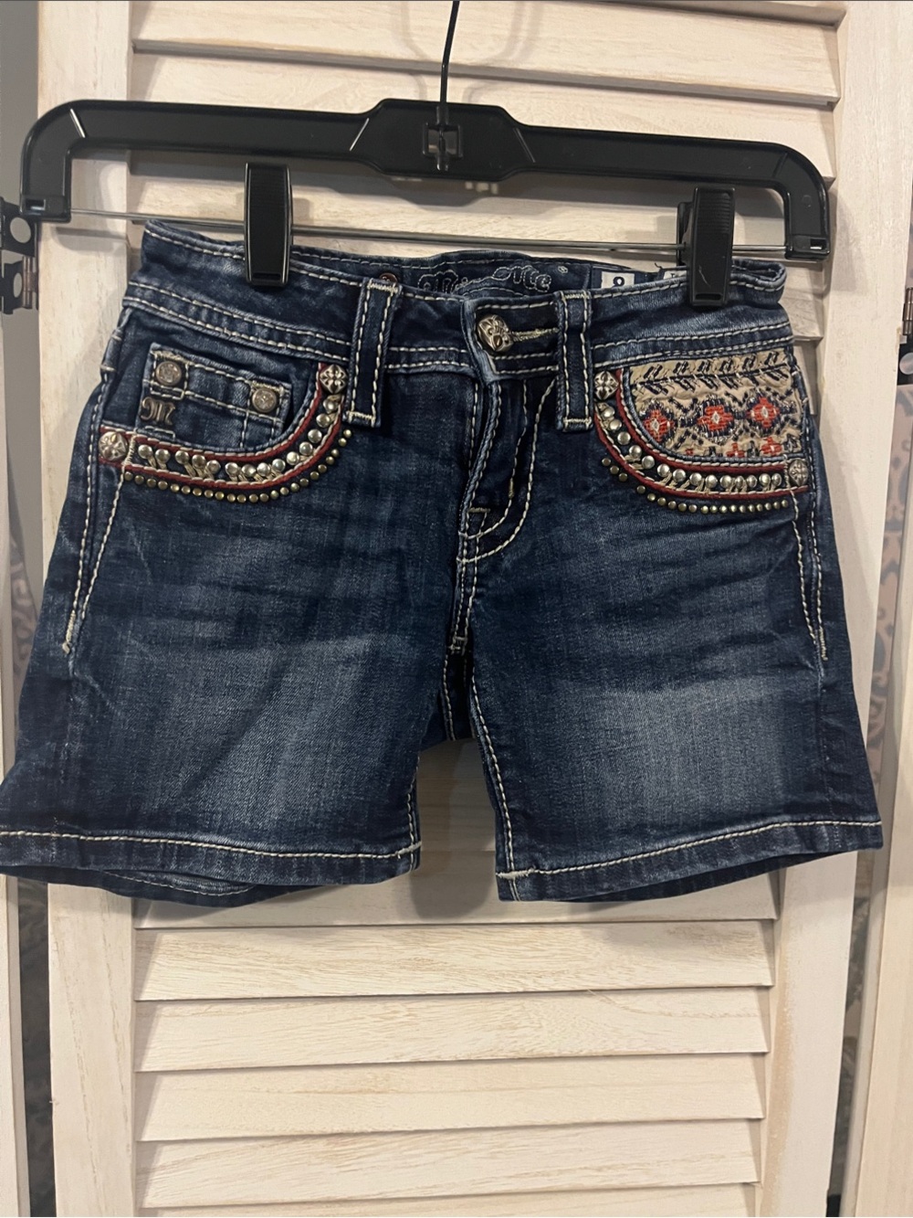 Miss Me Girls Embellished Midi Shorts size 8